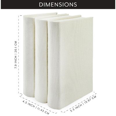 AuldHome Faux Book Stack (Cream); Blank Set of 3 Decorative Books for DIY Crafts and Home Decor Image 3
