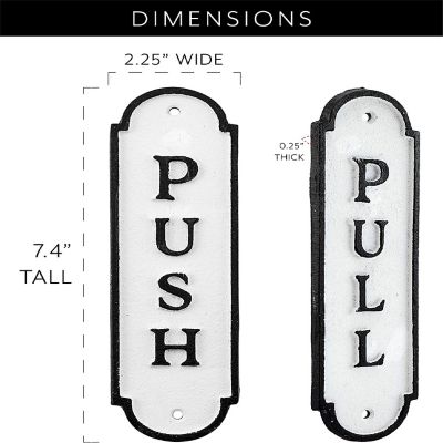 AuldHome Push Pull Door Signs (Set of 2); Cast Iron Farmhouse Style Vertical Signs for Home and Business Image 3
