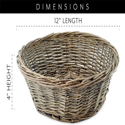 AuldHome Round Bread Baskets (Gray-Washed, 2-Pack), Farmhouse Rustic Woven Wicker Round Basket for Kitchen, Home and Storage Image 2