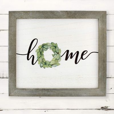 AuldHome Rustic Home Wreath Sign, 10.5 x 12 Inch Farmhouse Style Decorative Wooden Sign Image 3