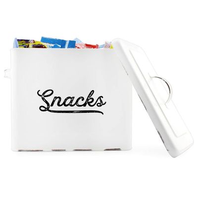AuldHome Rustic Snack Bin, White Enamelware Snack Container Perfect for Single Serving Snacks Image 1