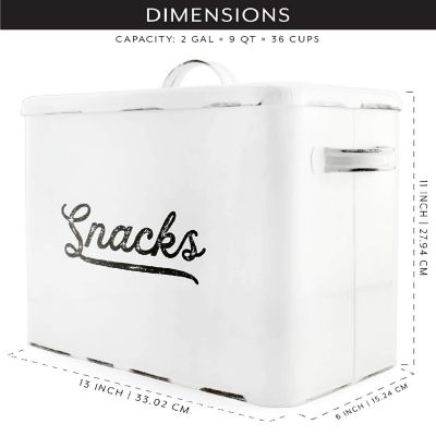 AuldHome Rustic Snack Bin, White Enamelware Snack Container Perfect for Single Serving Snacks Image 2