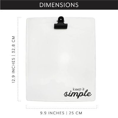 AuldHome Rustic White Metal Clipboard, Enamelware Farmhouse Style Keep it Simple Clipboard Image 2
