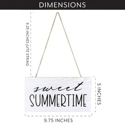 AuldHome Sweet Summertime Wood Sign, Summer Rustic Distressed White Wooden Plaque Image 3