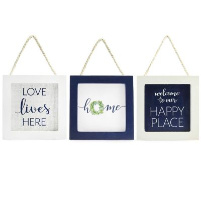 AuldHome Tiered Tray Signs for Home (Set of 3); Your Happy Place Little Signs Image 1