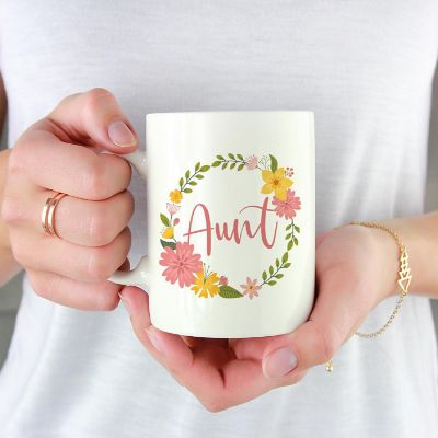 Aunt Floral Wreath Ceramic Mug Image 1