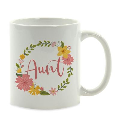 Aunt Floral Wreath Ceramic Mug Image 2