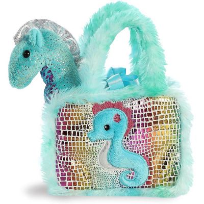 Aurora World Pet Carrier Plush Toy Animal, Fancy Pals Seahorse Image 1