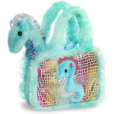 Aurora World Pet Carrier Plush Toy Animal, Fancy Pals Seahorse Image 1