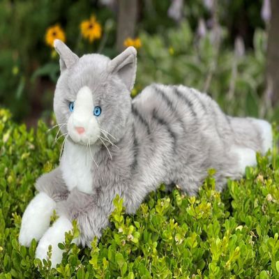 Auswella&#174; Plush Timmy the Tabby Cat: Your 19-Inch Plush Companion- Stuffed Animal Grey Tabby Cat Plushie Image 1