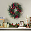 Autumn Harvest Pine  Berry and Pomegranate Wreath  24 inch  Unlit Image 1