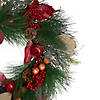 Autumn Harvest Pine  Berry and Pomegranate Wreath  24 inch  Unlit Image 3