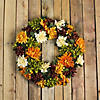 Autumn Orange and Green Chrysanthemum Artificial Thanksgiving Wreath - 19.5-Inch  Unlit Image 2