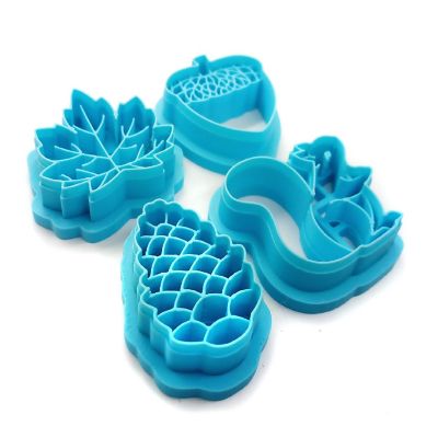 Autumn Shapes Clay Cutter Set, 4 pc, Acorn Squirrel Maple Leaf &amp; Pinecone Image 1