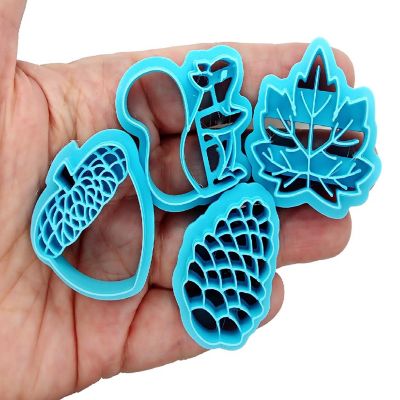 Autumn Shapes Clay Cutter Set, 4 pc, Acorn Squirrel Maple Leaf &amp; Pinecone Image 2