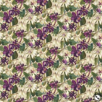 Avalon Packed Floral Beige Cotton Fabric by Northcott by the Yard Image 1