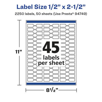 Avery Glossy Clear Barbell Labels With Sure Feed, 0.5\" X 2.5\", 450 Glossy Clear Labels, Laser/Inkjet Printable Labels