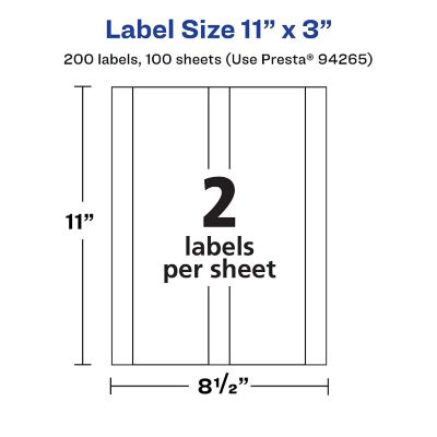 Avery Matte White Rectangle Labels, 11" x 3", 200 Labels Image 3