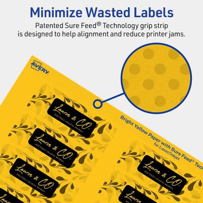 Avery Printable Rectangle Labels, Bright Yellow, 1" x 3", 1,280ct | Oriental Trading