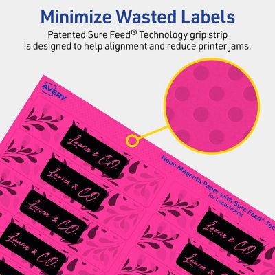 Avery Printable Rectangle Labels, Neon Magenta, 1" x 4", 1,600ct | Oriental Trading
