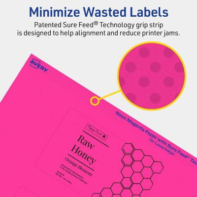 Avery Printable Rectangle Labels, Neon Magenta, 2.5" x 4", 240ct | Oriental Trading