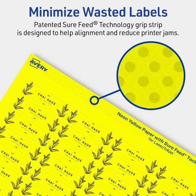 Avery Printable Rectangle Labels, Neon Yellow, 0.5" x 1.75", 4,800ct | Oriental Trading