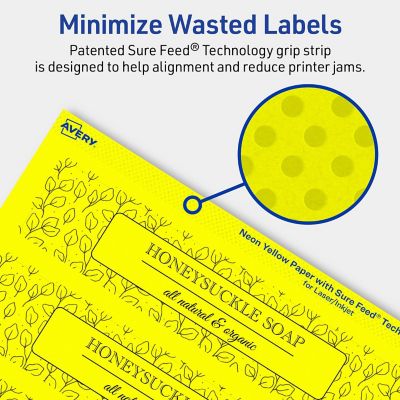 Avery Printable Rectangle Labels, Neon Yellow, 1.5" x 7.5", 400ct ...