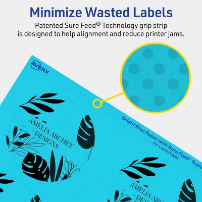 Avery Printable Round Labels, Bright Blue, 3