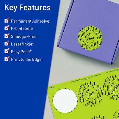 Avery Printable Round Labels, Bright Green, 2.75" Diameter, 480ct ...