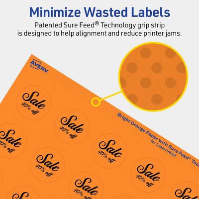 Avery Printable Round Labels, Bright Orange, 1.25" Diameter, 2,400ct ...
