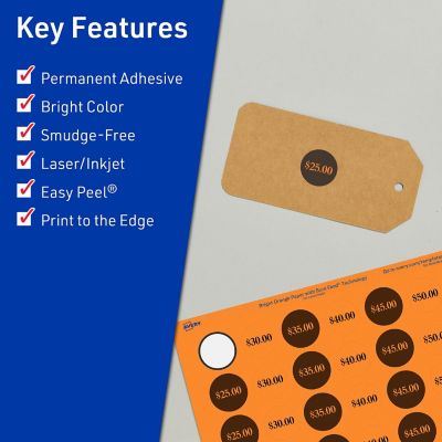 Avery Printable Round Labels, Bright Orange, 1" Diameter, 3,840ct ...