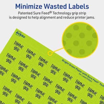 Avery Printable Square Labels, Bright Green, 0.75" x 0.75", 6,400ct ...
