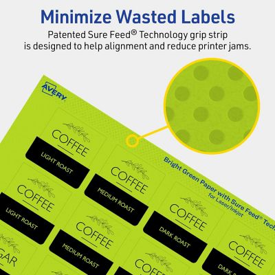 Avery Printable Square Labels, Bright Green, 1.5" x 1.5", 1,600ct ...