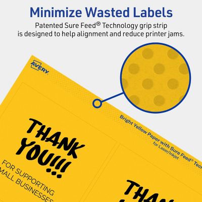 Avery Printable Square Labels, Bright Yellow, 4" x 4", 320ct