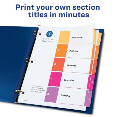 Avery Ready Index 5 Tab Dividers, Customizable TOC, 24 Sets (11167) | Oriental Trading