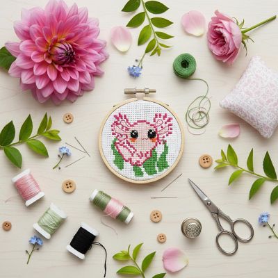 Axolotl Cross Stitch Embroidery Kit Image 2