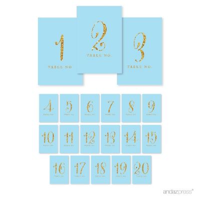 B.Blue Gold Glitter Table Numbers 1-20 Image 1