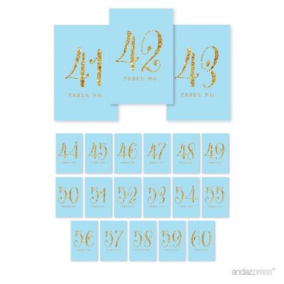 B.Blue Gold Glitter Table Numbers 41-60 Image 1