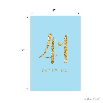 B.Blue Gold Glitter Table Numbers 41-60 Image 1