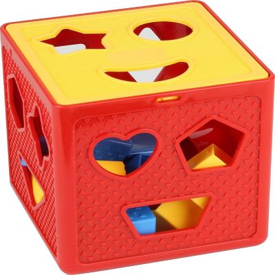 Baby Shape Sorter Toy Blocks - Childrens Blocks Includes 18 Shapes - Color Recognition Shape Toys with Colorful Sorter Cube Box - Play22Usa Image 1