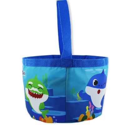 Baby Shark Boys Girls Collapsible Nylon Gift Basket Bucket Toy Storage Tote Bag (Blue, One Size) Image 2