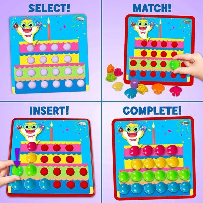 Baby Shark Button Art - Color Match Pegboard for Kids - 9 Design Cards, Storage Tray Included Image 1