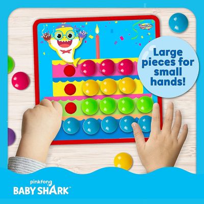 Baby Shark Button Art - Color Match Pegboard for Kids - 9 Design Cards, Storage Tray Included Image 2