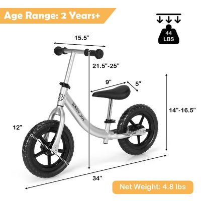 Babyjoy Aluminum Balance Bike for Kids Adjustable No Pedal Training Bicycle Black Image 3