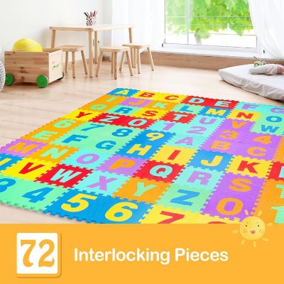 Babyjoy Kids Foam Interlocking Puzzle Play Mat w/Alphabet & Numbers 72-Piece Set Image 3