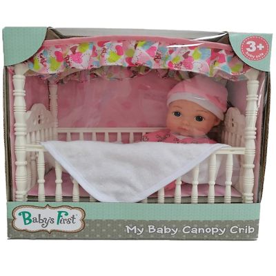 Baby'S First Canopy Crib With Toy Doll - All Ages Image 1
