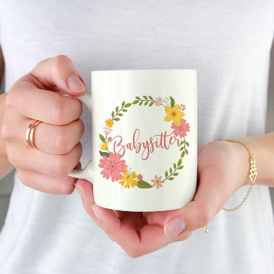 Babysitter Floral Wreath Ceramic Mug Image 1