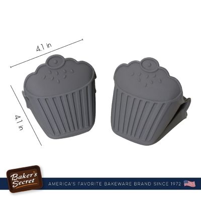Baker's Secret Silicone Heat Resistant Pot Grip 7.87"x2.76"x5.91" Black Set of 2 Image 1