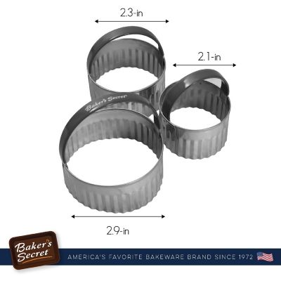 Baker's Secret Stainless Steel Dishwasher Safe Set of 3 Cookie Cutter Set 7.5"x6.5"x5.5" Silver Image 1