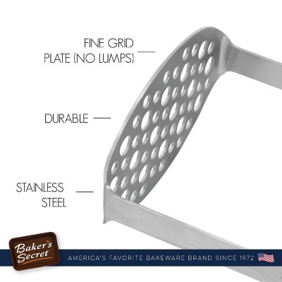 Baker's Secret Stainless Steel Non-rusting Extra-durable Potato Masher 7"x4.4" Silver Image 3